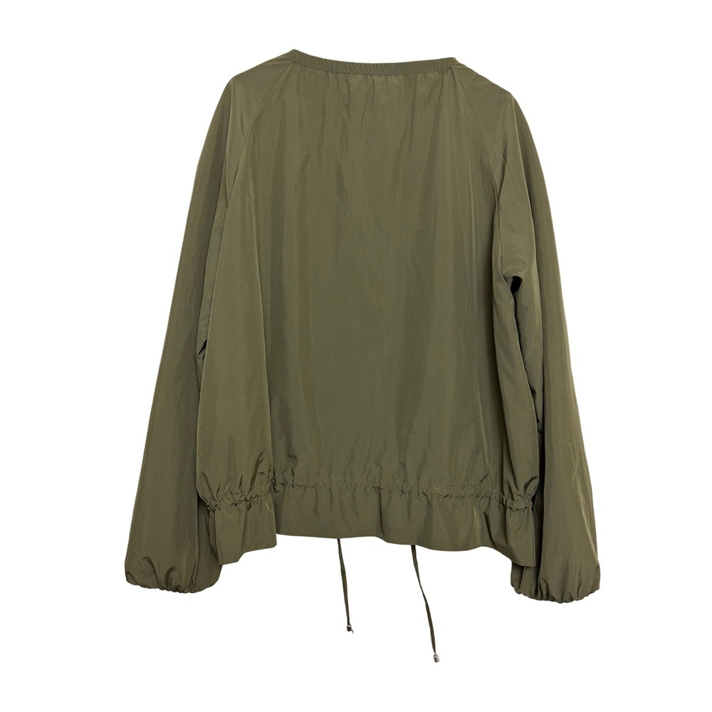 Zara Basic Womens XL Olive Green Full Zip Windbreaker Jacket Drawstring Hem - Picture 2 of 7